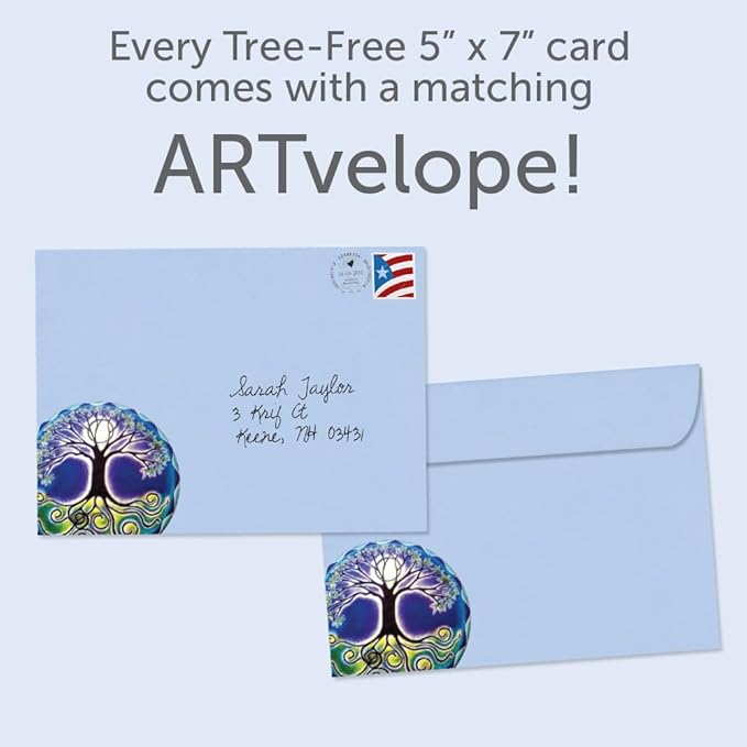 Tree-Free Greetings - Winter Solstice Greeting Cards - Artful Designs - 2 Cards + Matching Envelopes - Made in USA - 100% Recycled Paper - 5"x7" - Longest Night Mandala (GT64283)