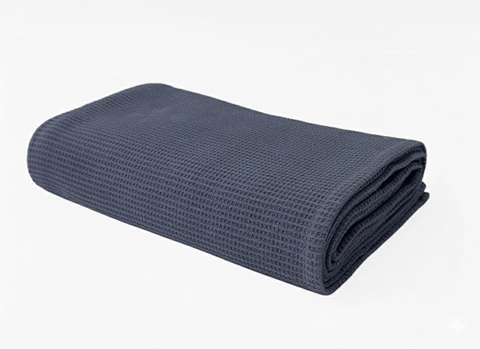 Waffle Bath Towel, 30.5x58 INCHES, 100% Natural Organic Cotton, GOTS Certified (Folkstone Grey) Super ABSORBANT & Quick Dry, NO SOFTENERS, Environment Friendly