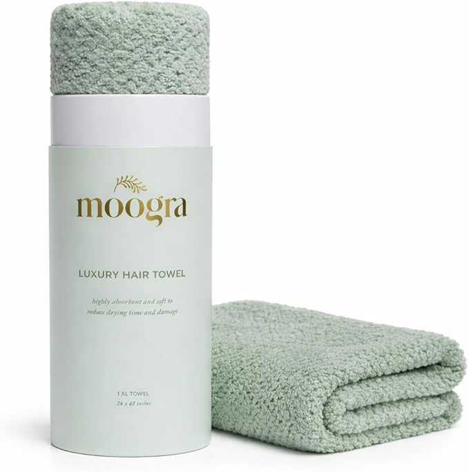 Luxury Microfiber Hair Towel Wrap for Women - Quick Dry, Super Absorbent Hair Turban, Soft & Lightweight Anti-Frizz Towel for Long, Thick & Curly Hair (Sage Green, 48" × 24")
