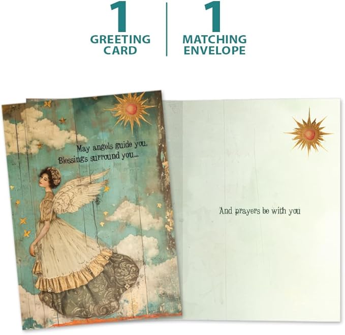 Tree-Free Greetings - Support & Encouragement Card - Artful Designs - 1 Greeting Card + Matching Envelope - Made in USA - 100% Recycled Paper - 5" x 7" - Angels and Blessings (GO69871)