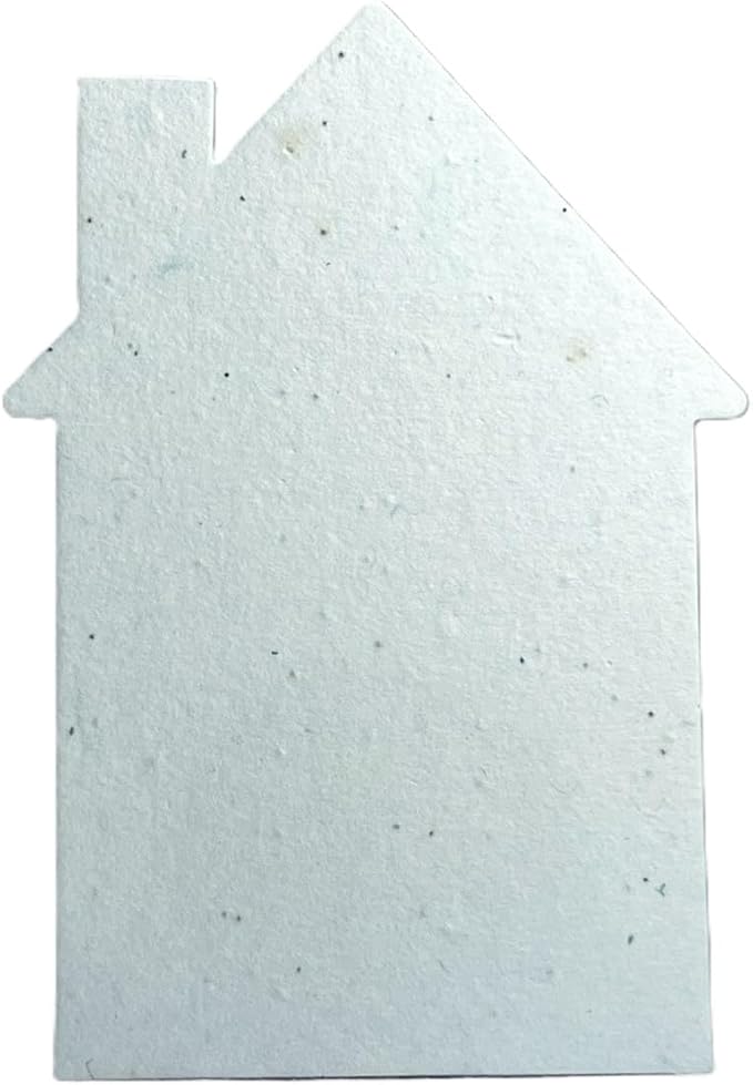 Of The Earth Handmade Paper - Wildflower Seed Paper House Shaped Cards - w/Seeds & Petals - 5" x 7" - Set of 8 - Guides & Envelopes Included (21s Robins Egg Blue)