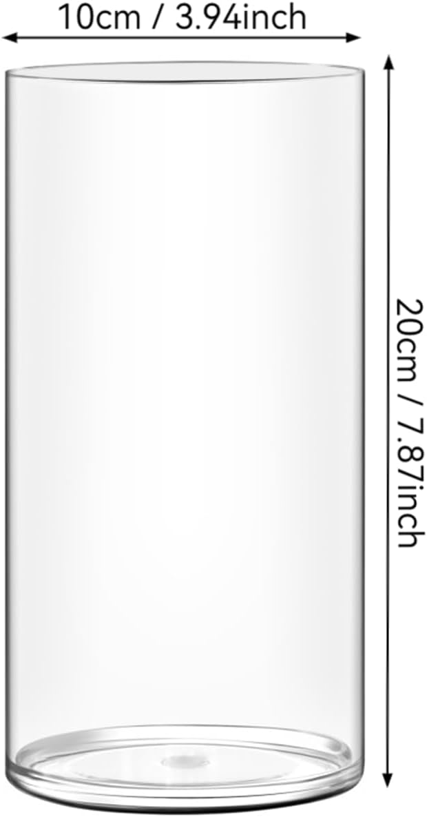 Acrylic Flower Vase Cylinder, 7.86" Tall Clear Plastic Vase for Centerpieces - Shatterproof Wedding, Event & Home Decor Vase, 3.94"X7.86" Tall Round - Clear