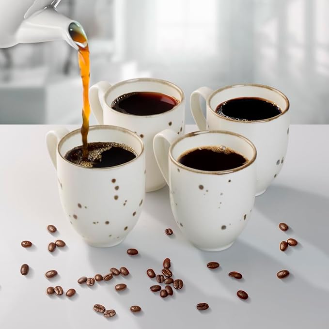 Esfour Ceramics Coffee Mugs Set Of 6, 14 Oz Large Handle Heavy Duty Cups - Microwave Dishwasher Safe - Latte, Cappuccino, Tea, Cocoa, Mocha - Men, Women, Home Office Daily Use, Classic Assorted Colors