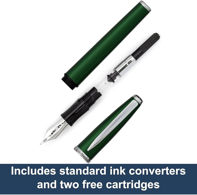 Monteverde USA Aldo Domani Green Fountain Pen - Medium Nib - Elegant Writing Instrument with Hand-Crafted Resin Body - Ideal for Everyday Use