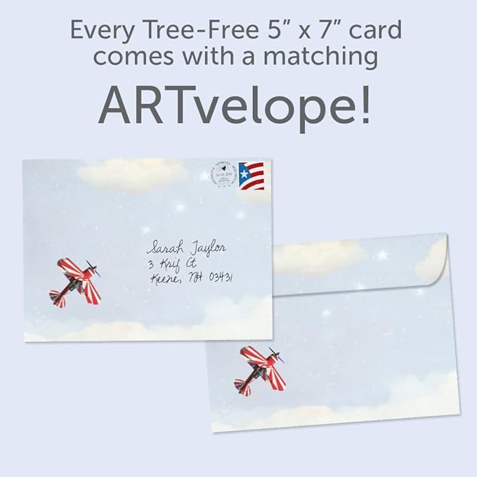 Tree-Free Greetings - Birthday Cards - Artful Designs - 2 Cards + Matching Envelopes - Made in USA - 100% Recycled Paper - 5"x7" - Dreams Take Flight (GT65305)