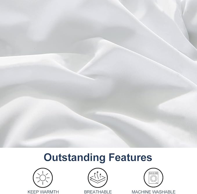 ACCURATEX Duvet Insert Queen Comforter - 400GSM Fluffy Down Alternative Fill Hotel Collection Heavyweight Comforter, Warm Thick Duvet for Fall Winter, 8 Corner Tabs - Machine Washable,White,90x90