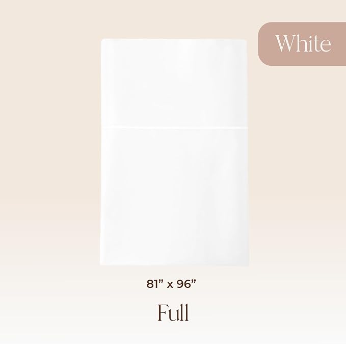 Certified Organic Full Flat Sheet Only - 100% Organic Cotton Top Sheet with Luxurious Soft and Breathable 300 Thread Count Sateen Weave Finish - GOTS & Fairtrade Certified (White, Full)
