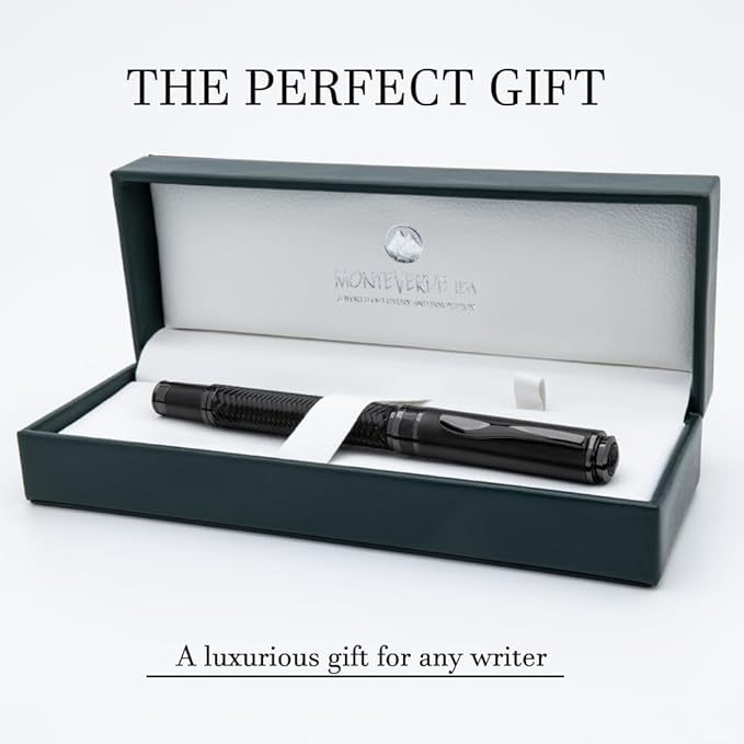 Monteverde Innova Formula M Fountain Pen, Black - Medium Nib, Premium PVD Coated Pen, Refillable, JoWo Stainless Steel Nib, Luxury Gift Box