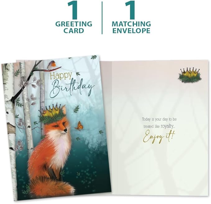 Tree-Free Greetings - Birthday Card - Artful Designs - 1 Card + Matching Envelope - Made in USA - 100% Recycled Paper - 5 x 7 - Like Royalty (GO65215)