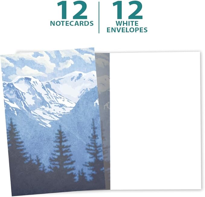 Tree-Free Greetings - All Occasion Cards - Artful Designs - 12 Greeting Cards + White Envelopes - Made in USA - 100% Recycled Paper - 4 x 6 - Rocky Mountain (FS56067)