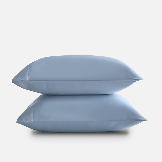 DOZ Pillowcase Set, 100% Viscose derived from Bamboo, Organically Grown, Buttery Soft, Silky, Breathable, Cooling, Oeko-TEX, High GSM, 2-Pack, Envelope Closure (Queen, Sky)