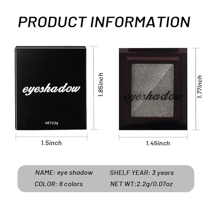 Sliver White Single Shimmer Glittle Eye shadow Palette Makeup, Single Shimmer Eyeshadow for Older Women, High Pigment Natural Sombras Crema Para Ojos, Talc, Paraben & Cruelty Free (03#Sliver White)