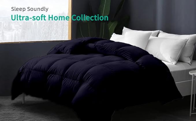 9.8 NEWTON Eco Friendly Super King Size Down Alternative Comforter, 108 x 98 Inches 1000-TC Navy Blue Color Duvet Insert with All Side Corner Tebs 100% Cotton Downproof Cover, Fluffy Fluffy