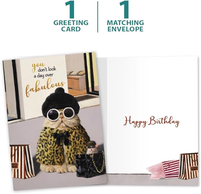 Tree-Free Greetings - Birthday Card - Artful Designs - 1 Card + Matching Envelope - Made in USA - 100% Recycled Paper - 5 x 7 - A Day Over Fabulous (GO68766)