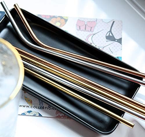 Metal Straws 48 Piece Bulk, 8.5'' Stainless Steel Straws Straight Gold 6mm Diameter for 20oz Tumblers Yeti Wholesale (48 Straight) (2156mm Gold Straight)