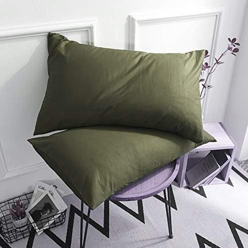 TAOSON 100% Cotton 300 Thread Count Envelope Style 2pc / Pair Pillow Cover Pillowcase Pillow Protector Cushion Cover Non Zippered Only Cover No Insert- King,Sage/Olive Green 20x36 (fits 20x28, 20x36)
