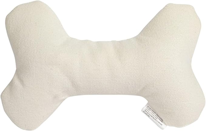 Durable Tough Cotton Canvas Squeaky Dog Toy, Eco-Friendly Interactive Chew Toy for Small, Medium & Large Dogs, T-Bone (White)