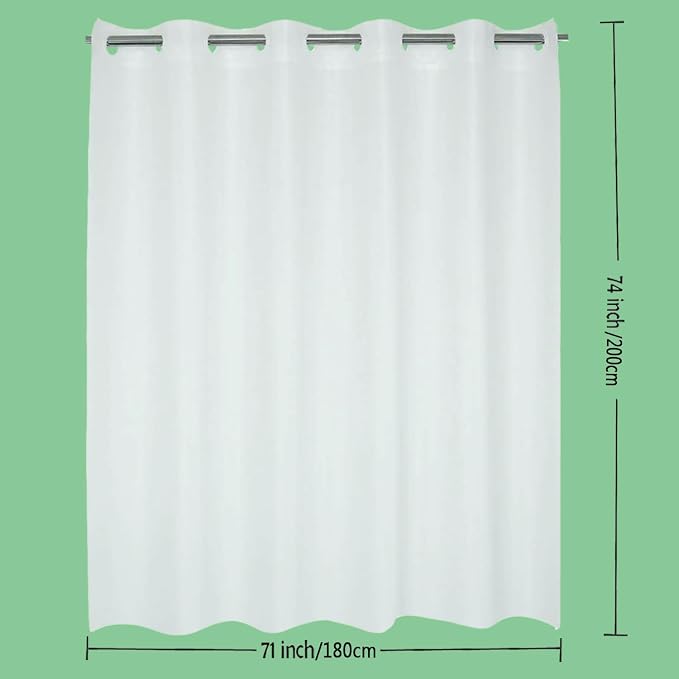 No Hooks Waterproof Shower Curtain Liner PEVA 72"x72" No Hook Bathroom Shower Curtain Water Wave (Frost B)