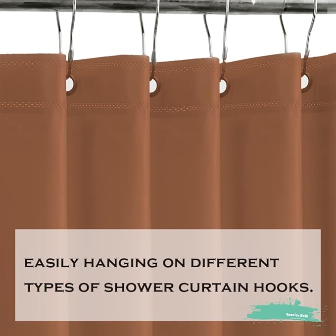 Khaki Plastic Shower Curtain Or Liner, 72x72 Inch Lightweight Sand Plastic Bathroom Shower Showroom Inner Curtain with Rustproof Metal Grommet Holes and Weighted Magnets