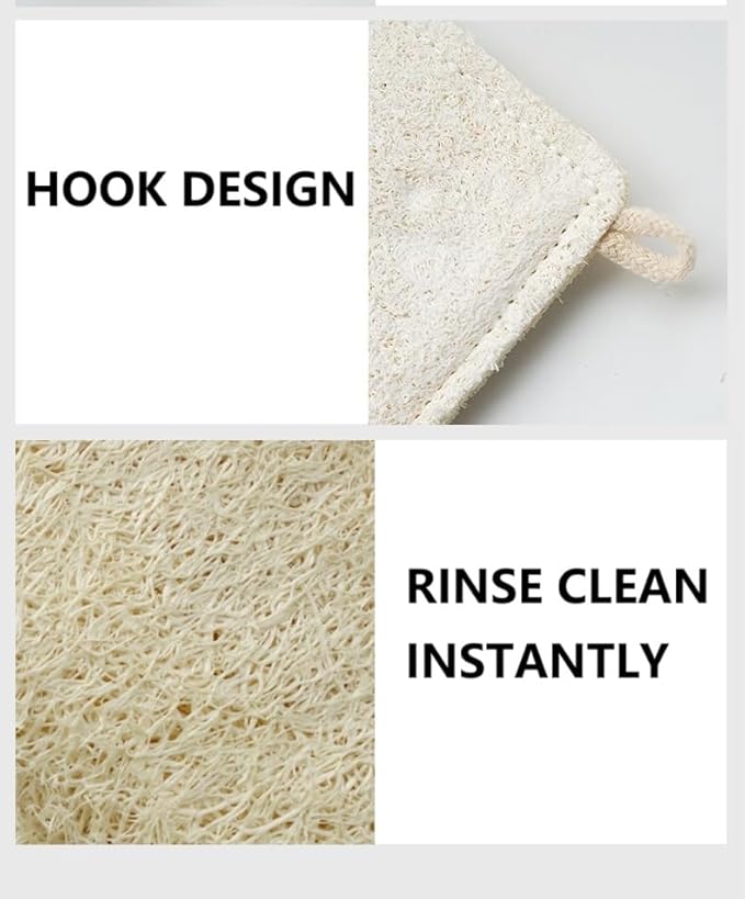 4 Pack Natural Loofah Sponges: Biodegradable & Eco-Friendly for Kitchen Dishes