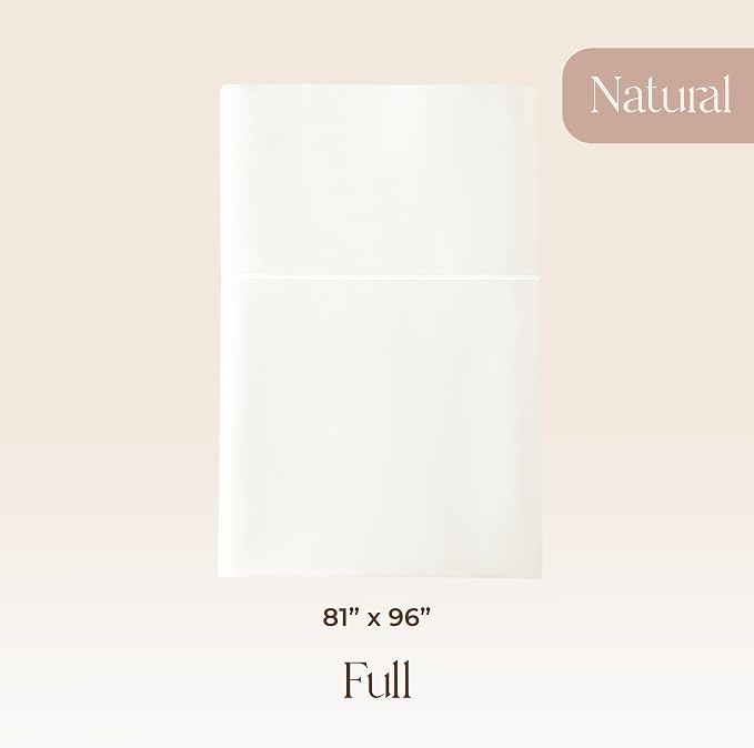 Certified Organic Full Flat Sheet Only - 100% Organic Cotton Top Sheet with Luxurious Soft and Breathable 300 Thread Count Sateen Weave Finish - GOTS & Fairtrade Certified (Natural, Full)