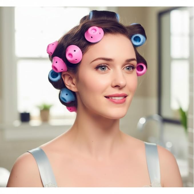 My Beauty Spot 40 Pc. Silicone Hair Curlers - 40 Silicone Curlers, 2 Sizes, No Heat Damage, Soft Material, Comes with Storage Case