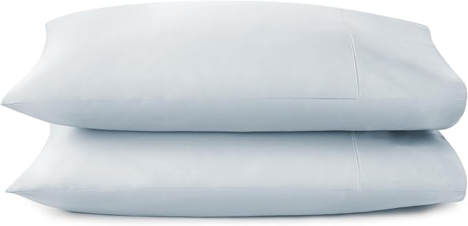 100% Organic Cotton Pillow Cases King Size Set of 2-100% Cotton Pillowcases GOTS Certified 300 Thread Count - Naturally Cooling Comfortable Breathable & Soft Pillow Cases (Powder Blue, King)