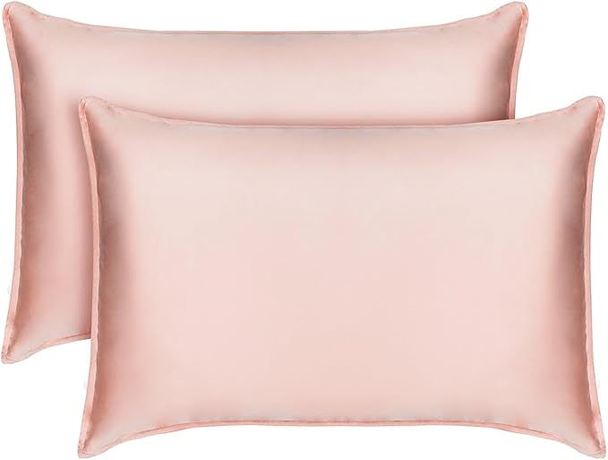 Tafts Pillow Cases Standard Size - Pure 100% Viscose Derived from Bamboo Luxuriously Soft, Silky, Cooling, Double Stitched, Envelope Closure (2 Pillowcases, Pale Blush)