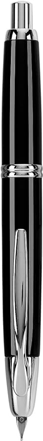 PILOT Vanishing Point Collection Refillable & Retractable Fountain Pen, Black Barrel with Rhodium Accents, Blue Ink, Extra Fine Nib (60341)