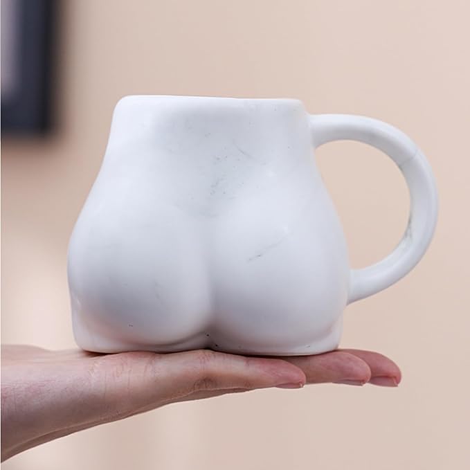 Creative and personalized handmade coffee cup, hip structure, natural, ceramic, mug water cup (Matte yellow)