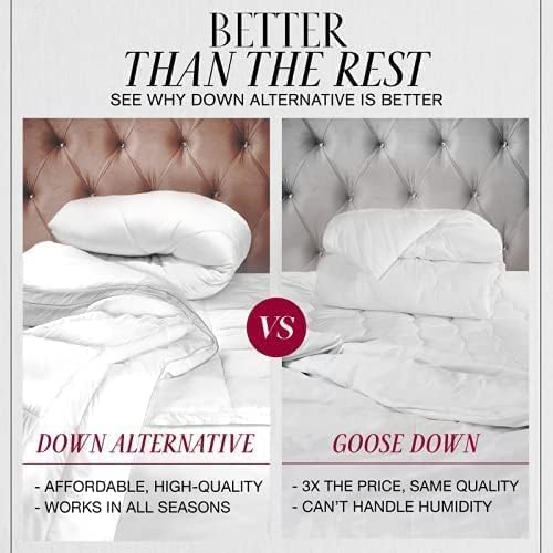 Twin/Queen/King Down Alternative Comforter, 2100 Series All-Season Duvet Insert with Corner Tabs, Box-Stitch, Soft Microfiber, Machine Washable
