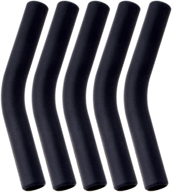 5 Pcs Silicone Straw Tips Food Grade Rubber Flex Elbow Covers Reusable Silicone Tips for Stainless Steel Metal Straws, 5/16IN Wide (8mm Outer Diameter), Black