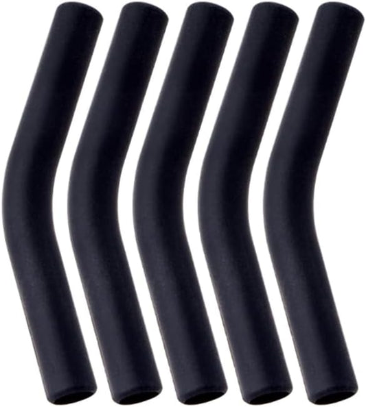 5 Pcs Silicone Straw Tips Food Grade Rubber Flex Elbow Covers Reusable Silicone Tips for Stainless Steel Metal Straws, 5/16IN Wide (8mm Outer Diameter), Black