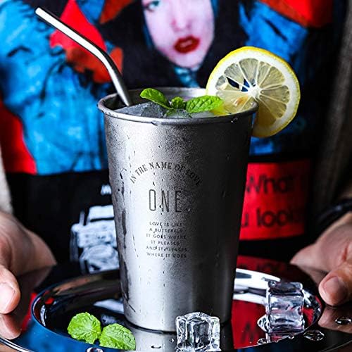 ALINK Stainless Steel Smoothie Straws, 9" X 8mm Set of 4 with Cleaning Brush - Bent
