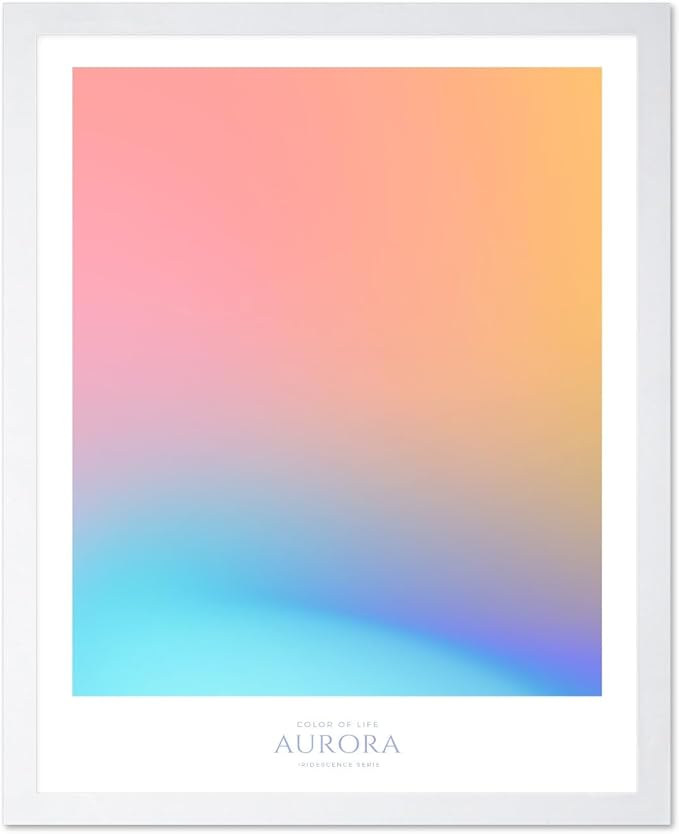 Monem Art Aurora Gradient Abstract Print - Minimalist Geometric Color Field Poster - Wall Decor for Living Room, Bedroom or Office - 16x20 White Framed Wall Art by Rs Lab Studio