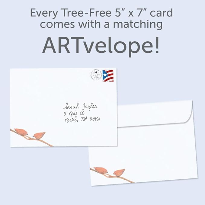 Tree-Free Greetings - Birthday Cards - Artful Designs - 2 Cards + Matching Envelopes - Made in USA - 100% Recycled Paper - 5 x 7 - Bird Celebration (GT61549)