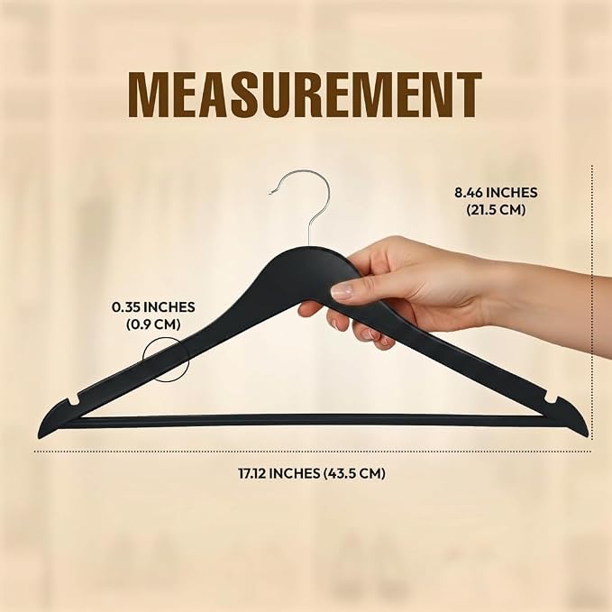 Utopia Home Premium Wooden Hangers 20 Pack - Durable & Slim Coat Hanger - Suit Hanger with 360-Degree Rotatable Hook - Wood Hangers with Shoulder Grooves (Black Color)
