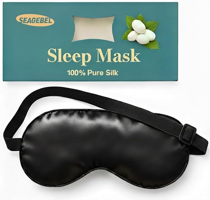Sleep Mask 100% Pure Mulberry Silk Eye Masks with Adjustable Strap for Sleeping Mulberry Silk Eye Sleep Shade Cover Block Light Reduces Puffy Eyes Traveling Gifts