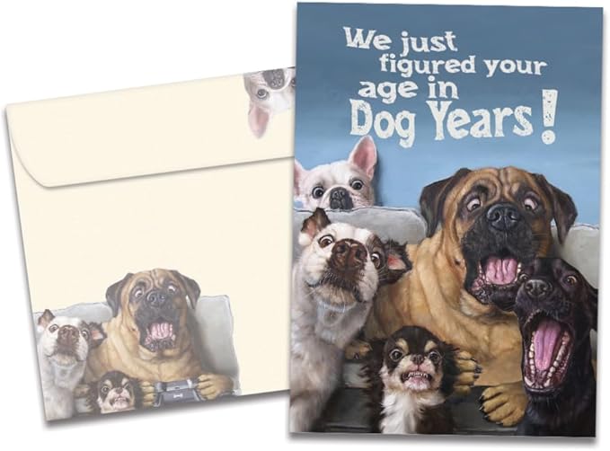Tree-Free Greetings - Birthday Card - Artful Designs - 1 Card + Matching Envelope - Made in USA - 100% Recycled Paper - 5 x 7 - Dog Years (GO61211)