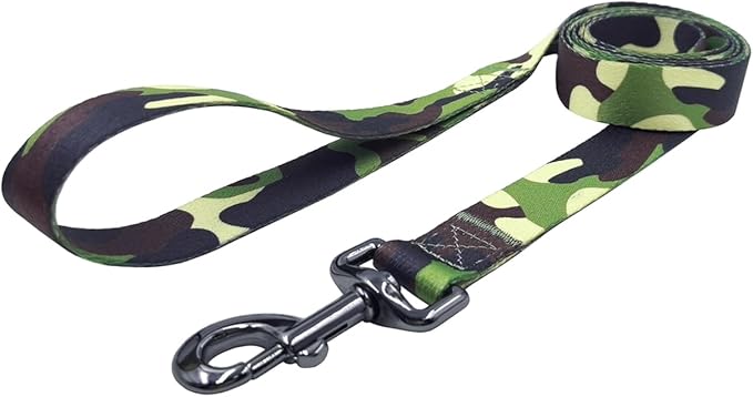 Dog Collar Leash Set, Camouflage Pattern, Polyester Material, Adjustable Collar and 5ft Matching Leash, for Small Dogs.(S, Camo)