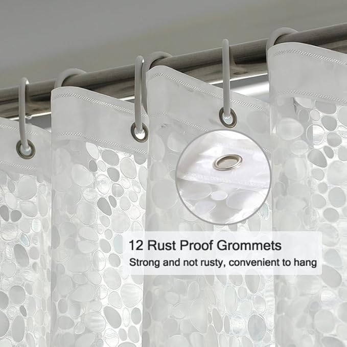 EVA Clear Shower Curtain Liner, 3D Water Cube 5G Shower Liners with 12 Rustproof Metal Grommets and Weighted Magnets, Waterproof Duty for Bathroom 72 x 72