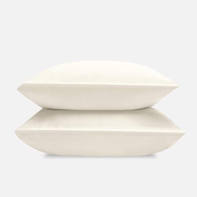DOZ Pillowcase Set, 100% Viscose derived from Bamboo, Organically Grown, Buttery Soft, Silky, Breathable, Cooling, Oeko-TEX, High GSM, 2-Pack, Envelope Closure (Queen, Ivory)