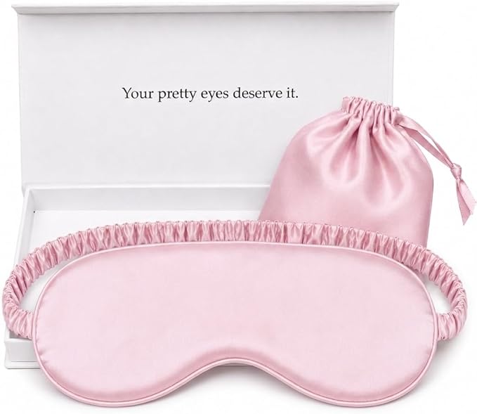 Silk Sleep Mask Light Blocking Luxury 100% Mulberry 19mm Silk Eye Mask Eye Cover Blindfold Ultra Soft Light & Comfy Anti Aging Skin Care with Travel Bag Gift Package