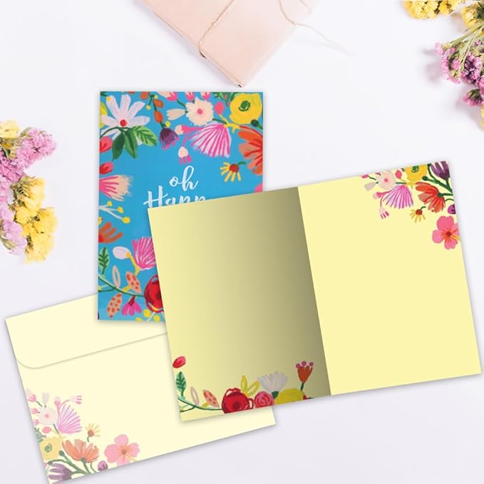 Tree-Free Greetings - Birthday Card - Artful Designs - 1 Card + Matching Envelope - Made in USA - 100% Recycled Paper - 5 x 7 - Oh Happy Day (GO61208)