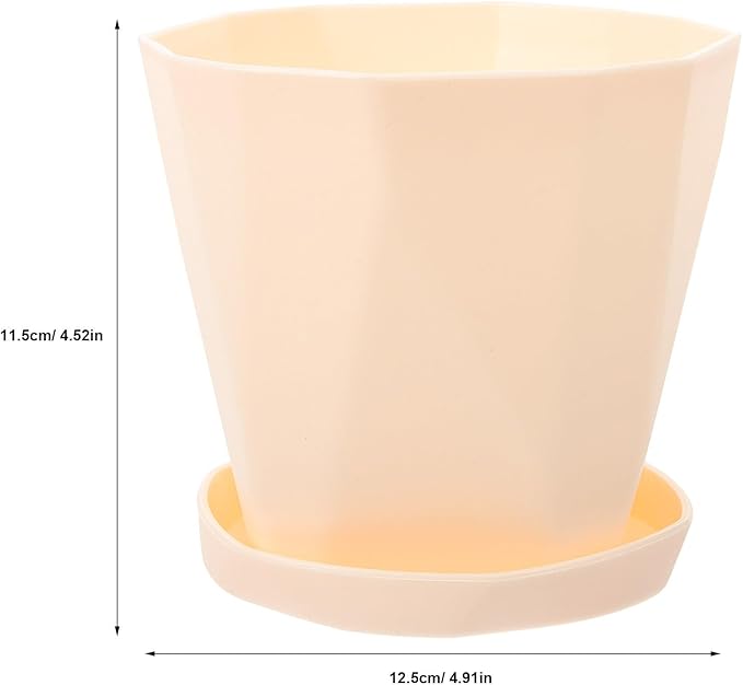 Luxshiny Degradable Succulent Plant Pot with Saucer, White Creative Planting Basin for Indoor Outdoor Garden Use, Eco-Friendly Biodegradable Flower Container