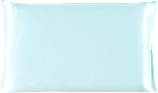 uxcell 1 Pack 100% Charmeuse Pure Silk Pillowcase for Hair and Skin, 350TC 19 Momme Soft Breathable Pillow Case with Hidden Zipper, Light Blue King(20x36inch)