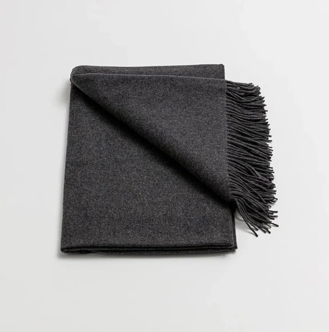 Lincove Pure Cashmere-Merino Wool Blanket - Warm & Soft Throw Blanket - 74"x55" Comfortable and Cozy Throw Blankets for Couch, Sofa, or Chair - Lightweight and Classic Throws - Graphite