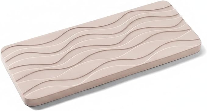 Diatomaceous Earth Soap Dish, Rectangular Stone Bar Soap Holder for Bathroom Sink & Shower, Absorbent Tray (8.7 x 3.5 Inch)