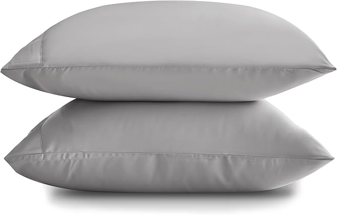 DOZ Pillowcase Set, 100% Viscose derived from Bamboo, Organically Grown, Buttery Soft, Silky, Breathable, Cooling, Oeko-TEX, High GSM, 2-Pack, Envelope Closure (Queen, Dove)