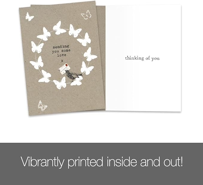 Tree-Free Greetings Single Card with Matching Envelope,Made in USA, 100% Recycled Paper, 5"x7", Sending Love Friendship (GO54384), Multi, 1-Pack